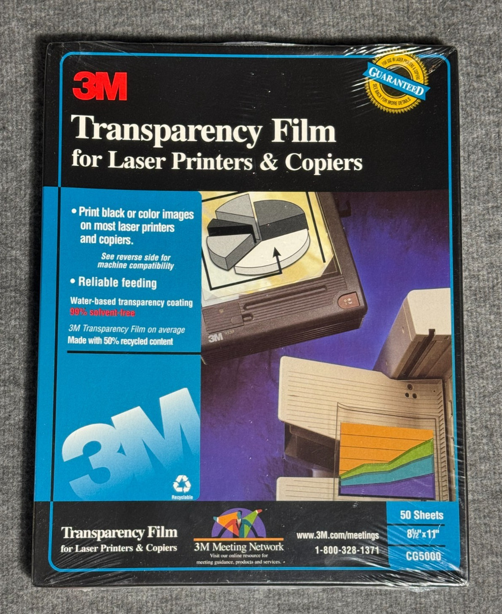 3M Transparency Film for Laser Printers and Copiers 50 Sheets, 8.5 x 11, CG5000